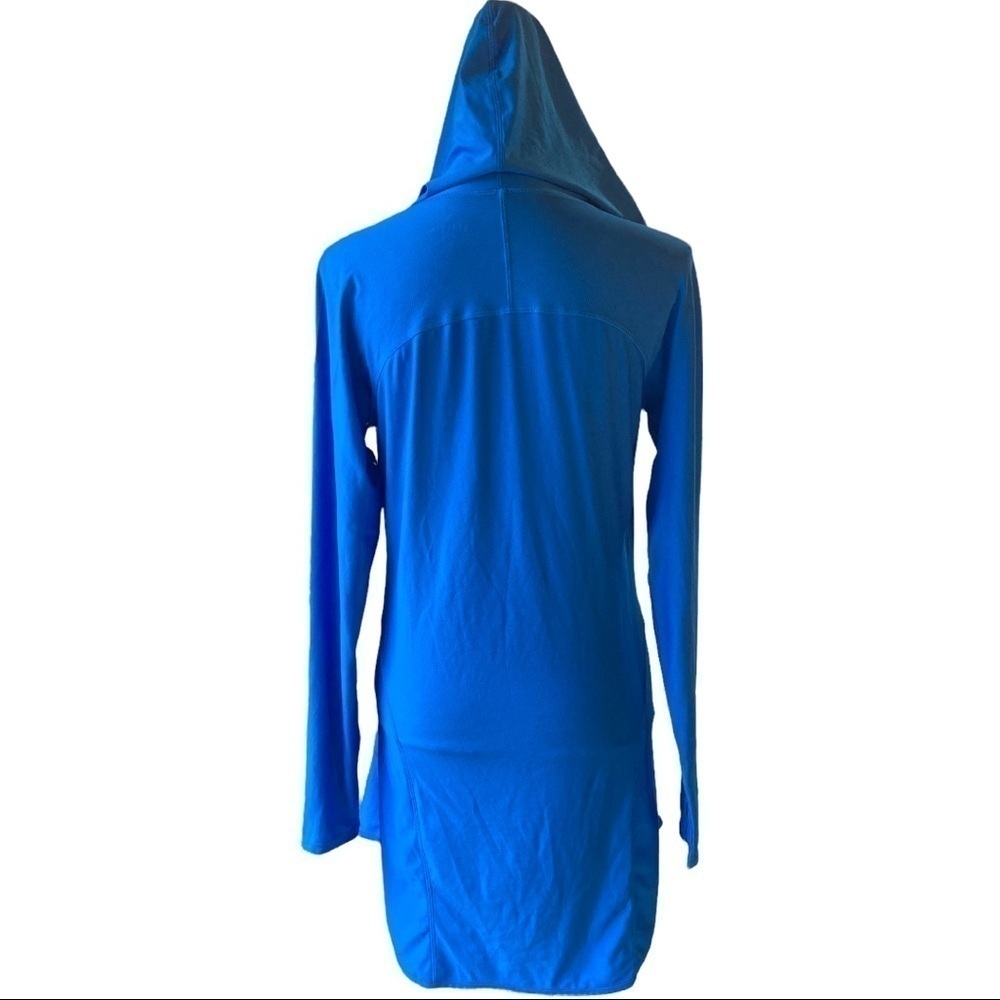 Athleta Blue Long Sleeve Hooded Tunic Top Thumbholes Pockets Womens Small - Picture 3 of 8